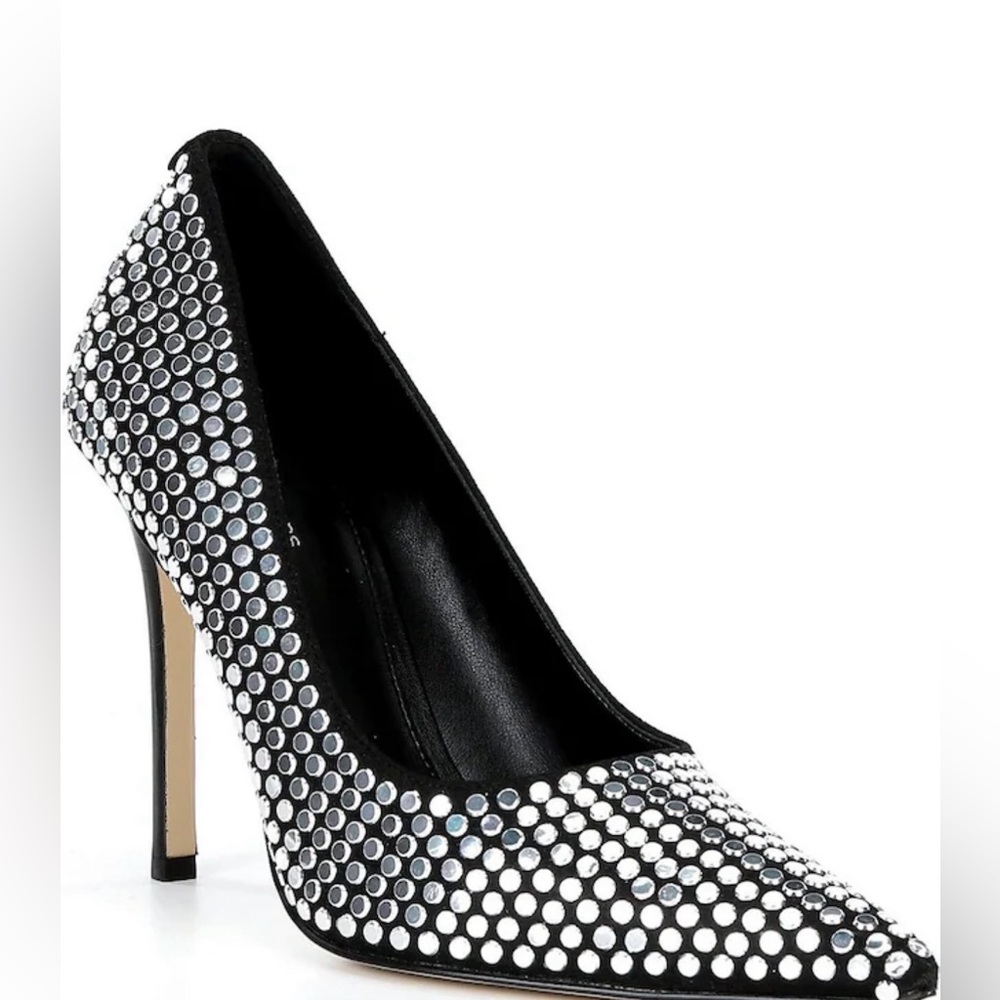 Michael Kors Black Rhinestone-Embellished Pointed Toe Pumps